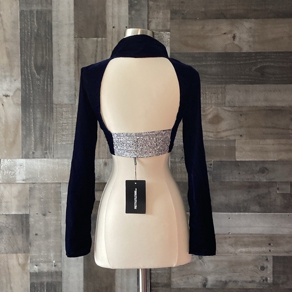 NWT! PrettyLittleThing sequin velvet shrug size 4 elegant glam cocktail party - Picture 12 of 14